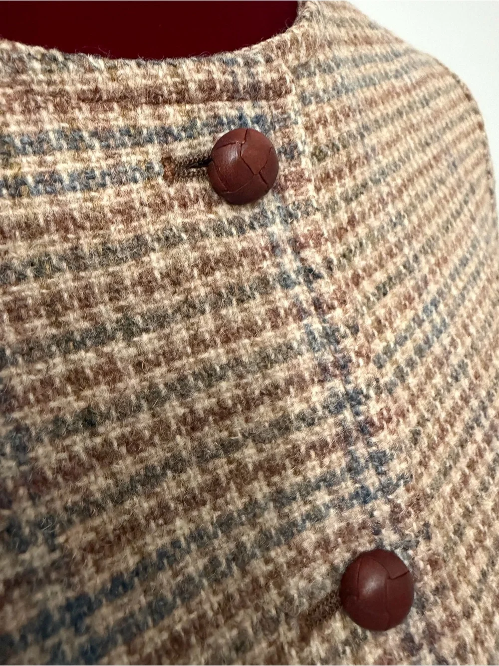 Vintage Equations 100% Pure Wool Blazer Jacket Sz 6 Brown Blue Plaid Check READ